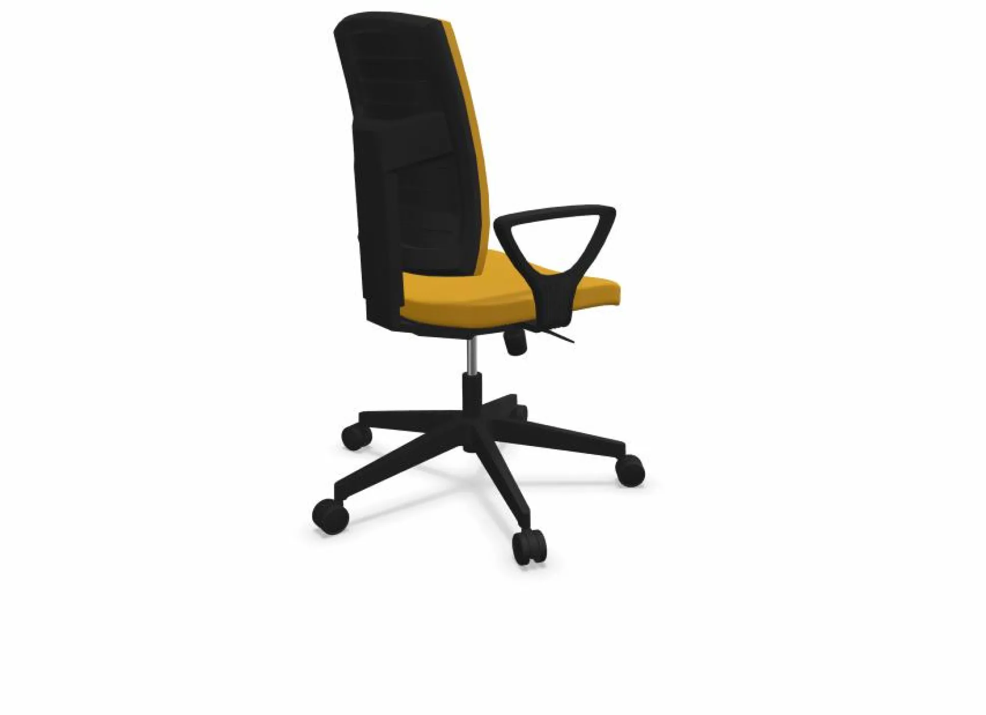 FLOKK Fauteuil de bureau dossier capitonné et plastique noir avec accoudoirs fixes Raya 21S - Jaune - Roulettes pour sol dur