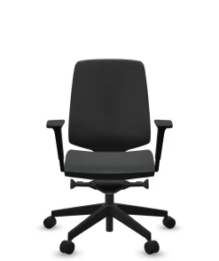 FLOKK Fauteuil de bureau base noire et dossier résille Light Up 250SL - Assise Noire - Roulettes pour sol dur