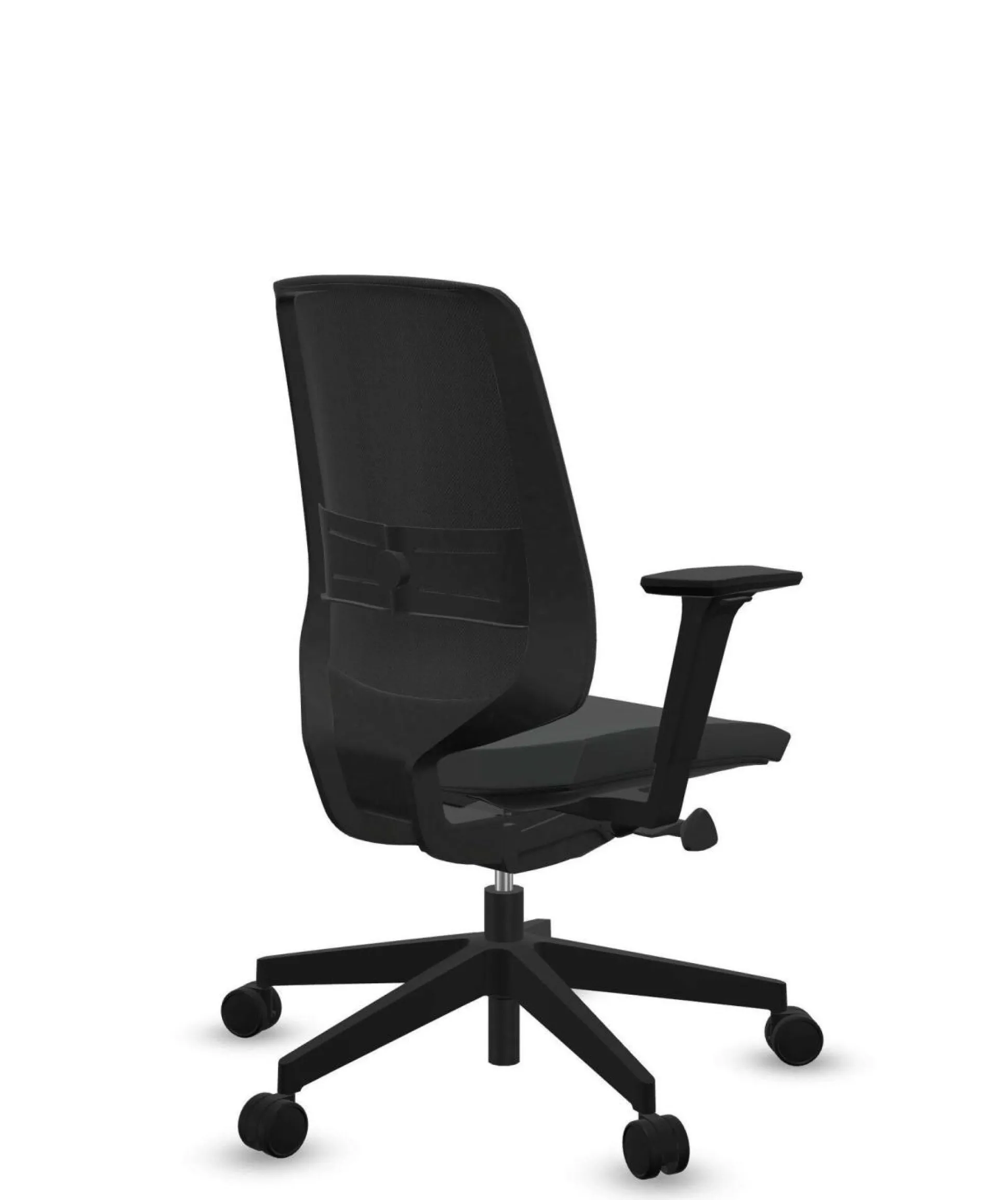 FLOKK Fauteuil de bureau base noire et dossier résille Light Up 250SL - Assise Noire - Roulettes pour sol dur