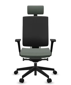 FLOKK Fauteuil de bureau avec tétière Xenon Net 111SFL - Vert Sauge - Roulettes pour sol dur