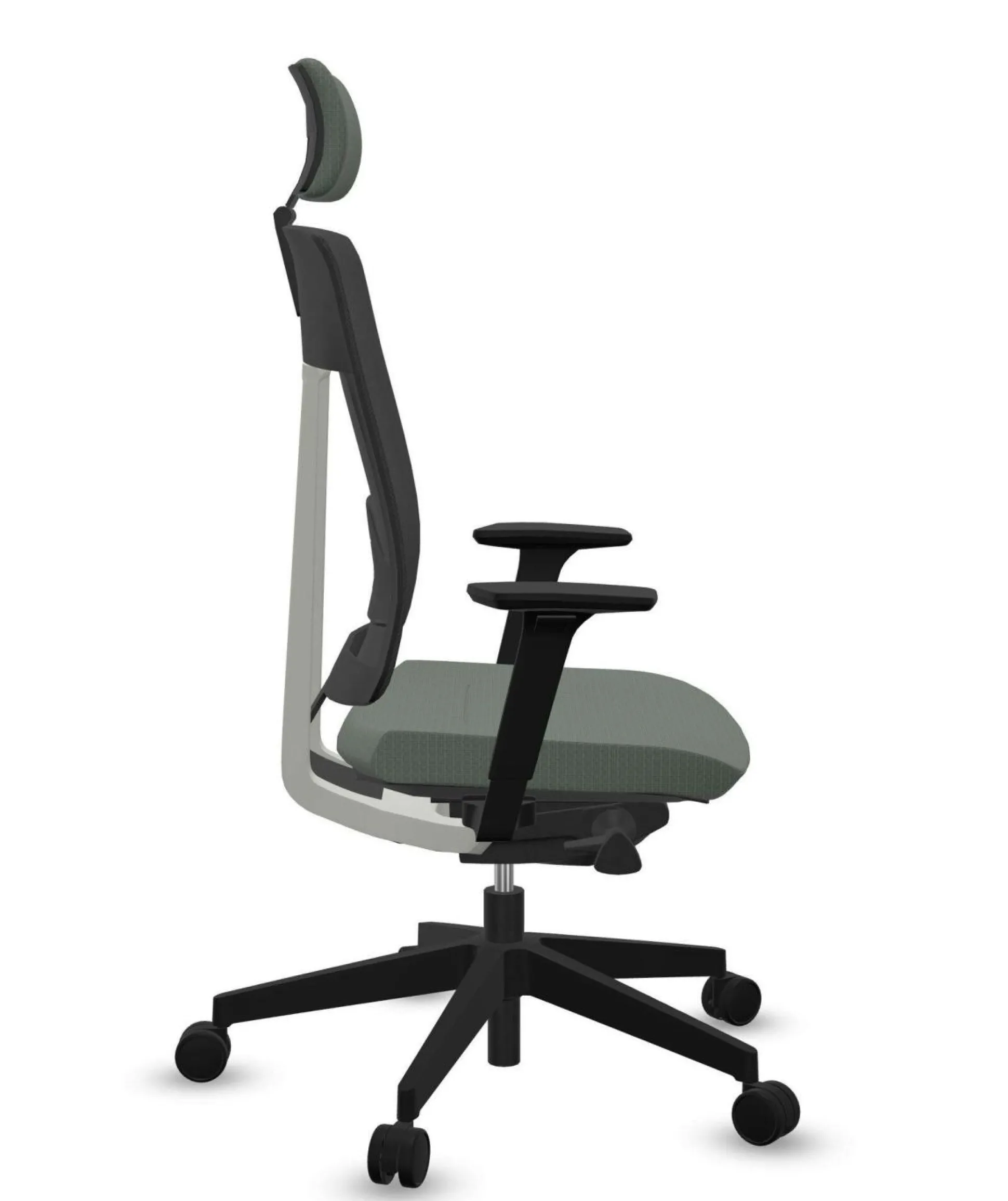 FLOKK Fauteuil de bureau avec tétière Xenon Net 111SFL - Vert Sauge - Roulettes pour sol dur