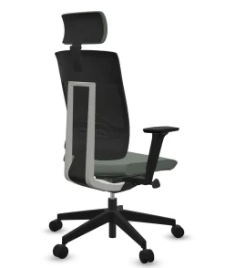 FLOKK Fauteuil de bureau avec tétière Xenon Net 111SFL - Vert Sauge - Roulettes pour sol dur