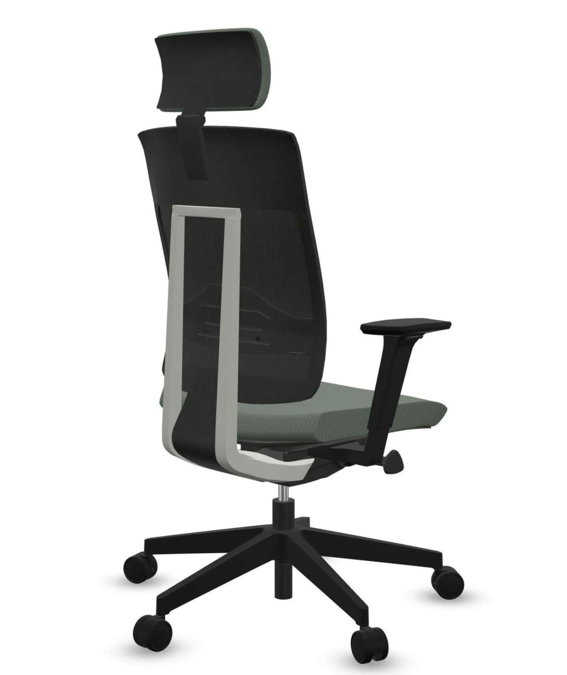FLOKK Fauteuil de bureau avec tétière Xenon Net 111SFL - Vert Sauge - Roulettes pour sol dur