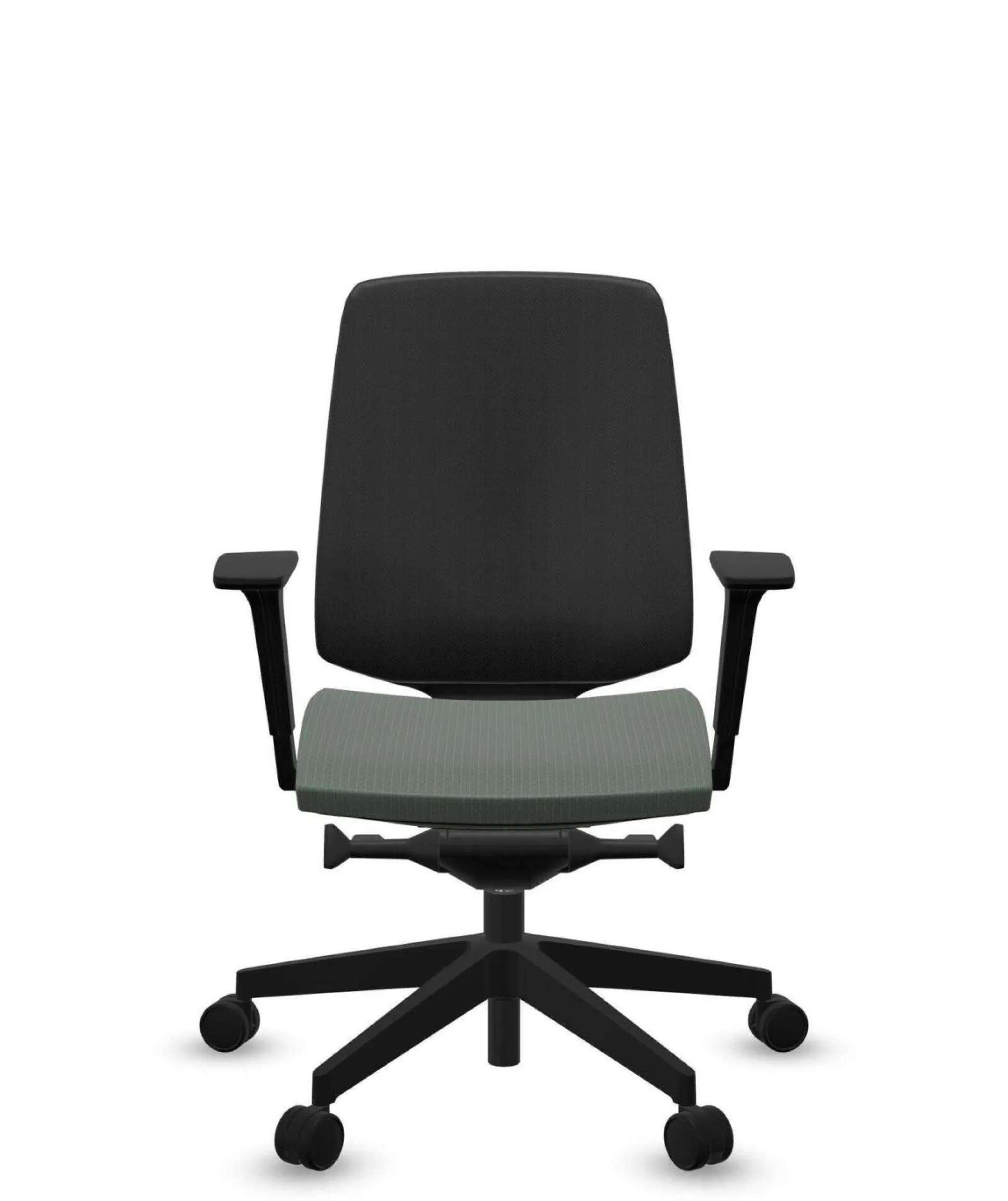 FLOKK Fauteuil de bureau base noire et dossier résille Light Up 250SL - Assise Vert Sauge - Roulettes pour sol dur