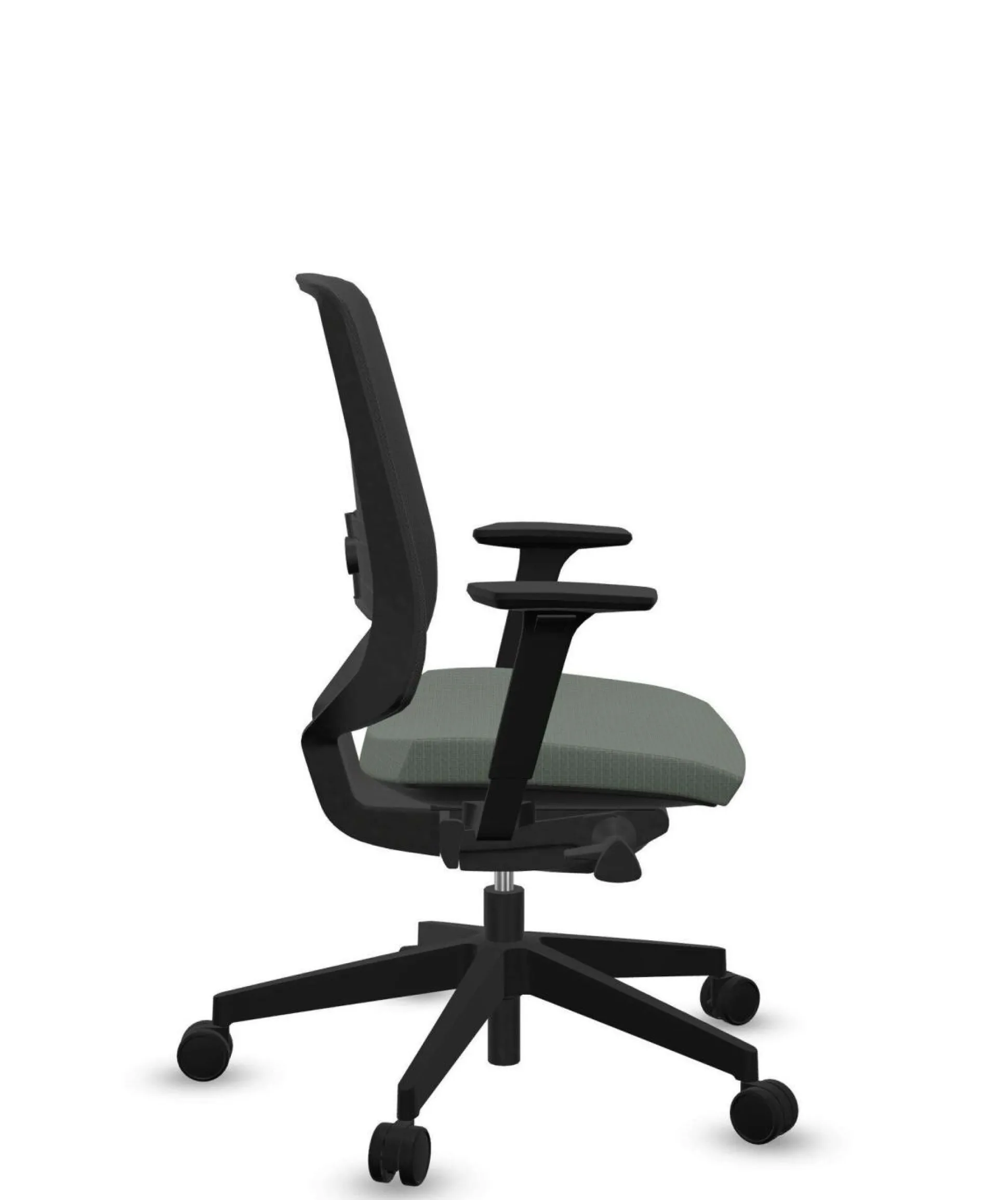 FLOKK Fauteuil de bureau base noire et dossier résille Light Up 250SL - Assise Vert Sauge - Roulettes pour sol dur