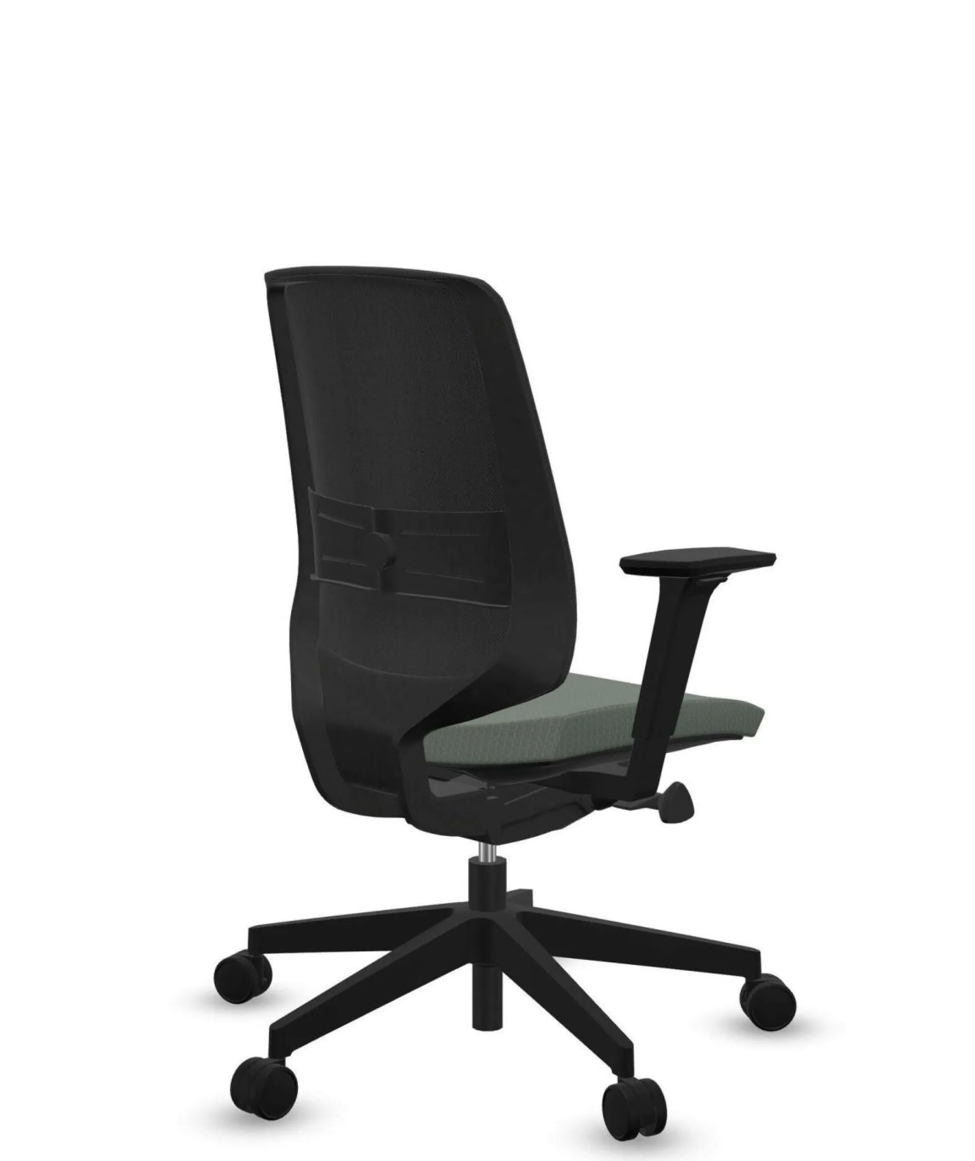 FLOKK Fauteuil de bureau base noire et dossier résille Light Up 250SL - Assise Vert Sauge - Roulettes pour sol dur