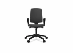 FLOKK Fauteuil de bureau dossier capitonné et plastique noir avec accoudoirs fixes Raya 21S - Gris Anthracite - Roulettes pour sol souple