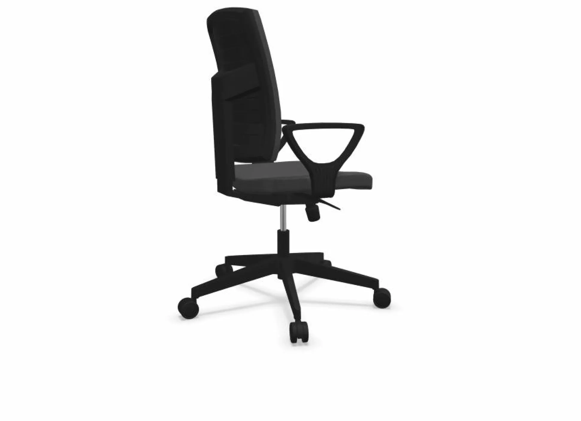 FLOKK Fauteuil de bureau dossier capitonné et plastique noir avec accoudoirs fixes Raya 21S - Gris Anthracite - Roulettes pour sol souple