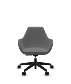 FLOKK Fauteuil de bureau entièrement capitonné piétement 5 branches à roulettes FAN 10Z - Gris - Roulettes pour sol dur