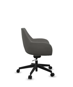 FLOKK Fauteuil de bureau entièrement capitonné piétement 5 branches à roulettes FAN 10Z - Gris - Roulettes pour sol dur