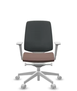 FLOKK Fauteuil de bureau base grise et dossier résille Light Up 250SL - Assise Terracotta - Roulettes pour sol dur