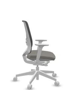 FLOKK Fauteuil de bureau base grise et dossier résille Light Up 250SL - Assise Beige - Roulettes pour sol dur