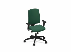 FLOKK Fauteuil de bureau dossier capitonné et accoudoirs réglables Raya 23S - Vert - Roulettes pour sol dur