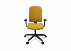 FLOKK Fauteuil de bureau dossier capitonné et accoudoirs réglables Raya 23S - Jaune - Roulettes pour sol dur