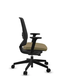 FLOKK Fauteuil de bureau base noire et dossier résille Light Up 250SL - Assise Jaune - Roulettes pour sol dur