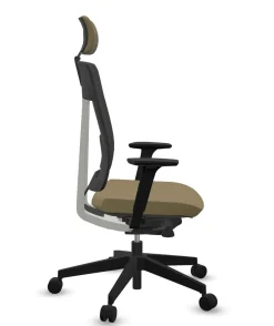 FLOKK Fauteuil de bureau avec tétière Xenon Net 111SFL - Jaune - Roulettes pour sol dur