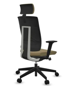FLOKK Fauteuil de bureau avec tétière Xenon Net 111SFL - Jaune - Roulettes pour sol dur