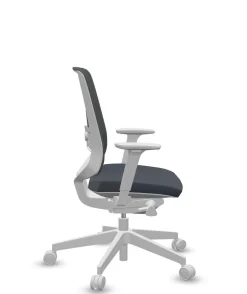 FLOKK Fauteuil de bureau base grise et dossier résille Light Up 250SL - Assise Bleu Foncé - Roulettes pour sol dur