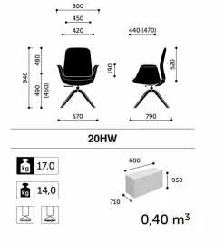 FLOKK Fauteuil de bureau à dossier inclinable pieds bois Ellie Pro 20HW - Gris