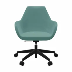 FLOKK Fauteuil de bureau entièrement capitonné piétement 5 branches à roulettes FAN 10Z - Bleu Vert - Roulettes pour sol dur