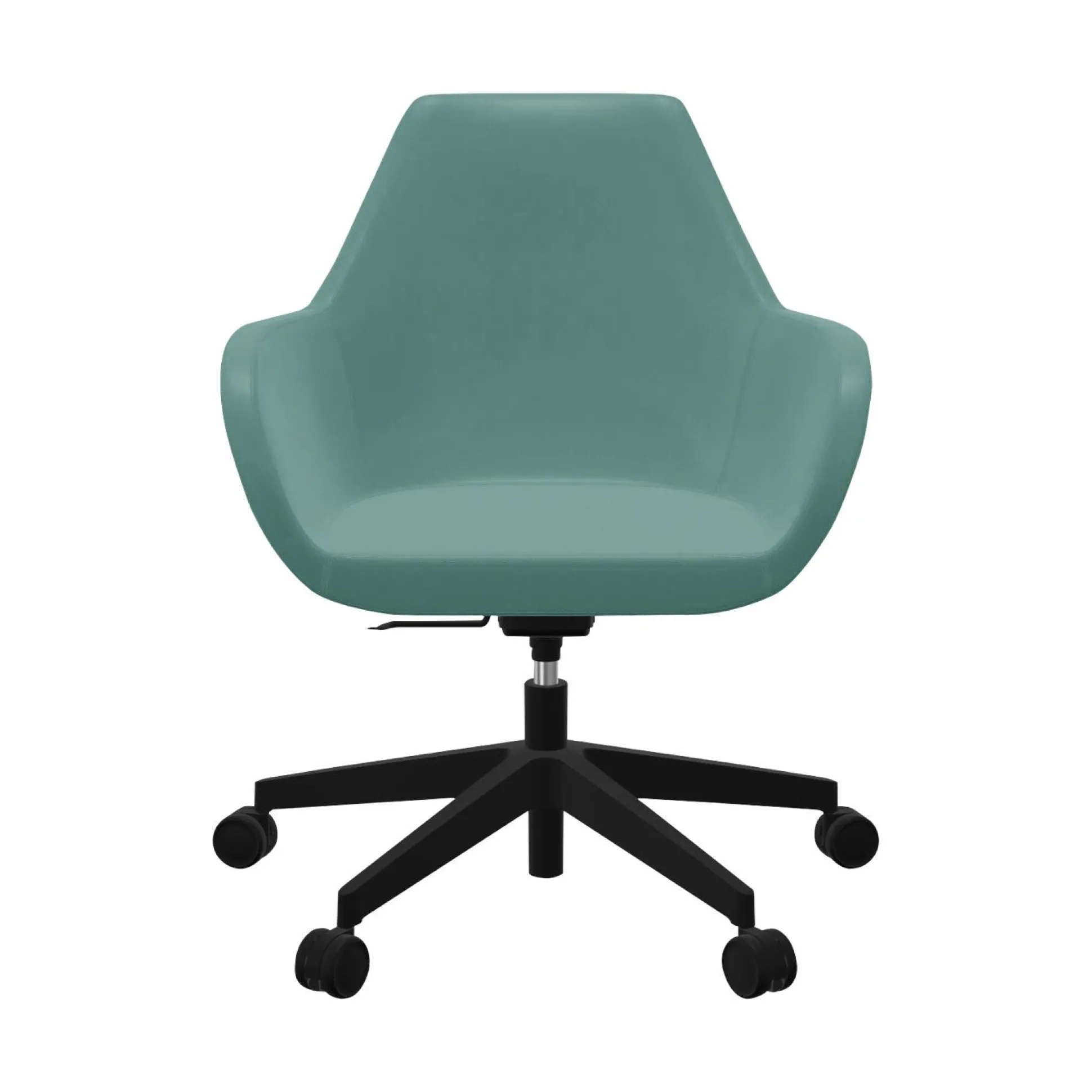 FLOKK Fauteuil de bureau entièrement capitonné piétement 5 branches à roulettes FAN 10Z - Bleu Vert - Roulettes pour sol dur