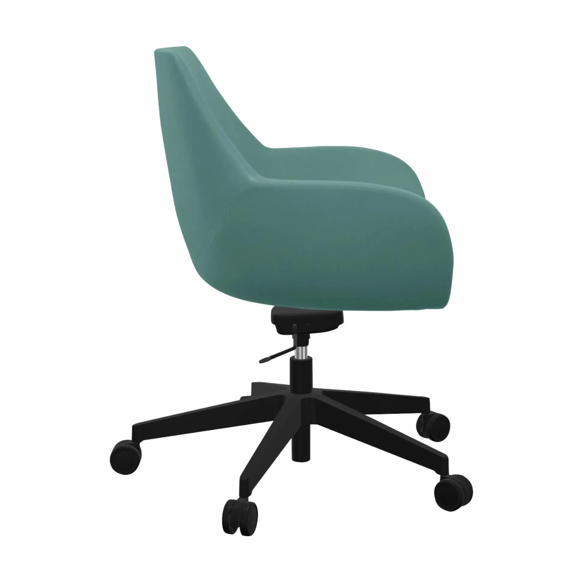 FLOKK Fauteuil de bureau entièrement capitonné piétement 5 branches à roulettes FAN 10Z - Bleu Vert - Roulettes pour sol dur