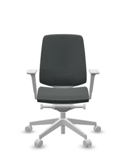 FLOKK Fauteuil de bureau base grise et dossier résille Light Up 250SL - Assise Grise - Roulettes pour sol dur