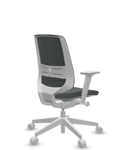 FLOKK Fauteuil de bureau base grise et dossier résille Light Up 250SL - Assise Grise - Roulettes pour sol dur