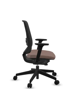FLOKK Fauteuil de bureau base noire et dossier résille Light Up 250SL - Assise Terracotta - Roulettes pour sol dur