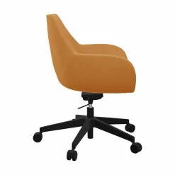 FLOKK Fauteuil de bureau entièrement capitonné piétement 5 branches à roulettes FAN 10Z - Jaune - Roulettes pour sol dur