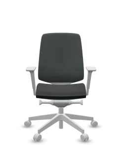 FLOKK Fauteuil de bureau base grise et dossier résille Light Up 250SL - Assise Noire - Roulettes pour sol dur