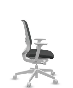 FLOKK Fauteuil de bureau base grise et dossier résille Light Up 250SL - Assise Noire - Roulettes pour sol dur