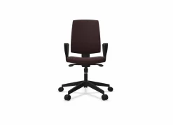 FLOKK Fauteuil de bureau dossier capitonné et plastique noir avec accoudoirs fixes Raya 21S - Brique - Roulettes pour sol dur