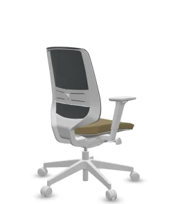 FLOKK Fauteuil de bureau base grise et dossier résille Light Up 250SL - Assise Jaune - Roulettes pour sol dur