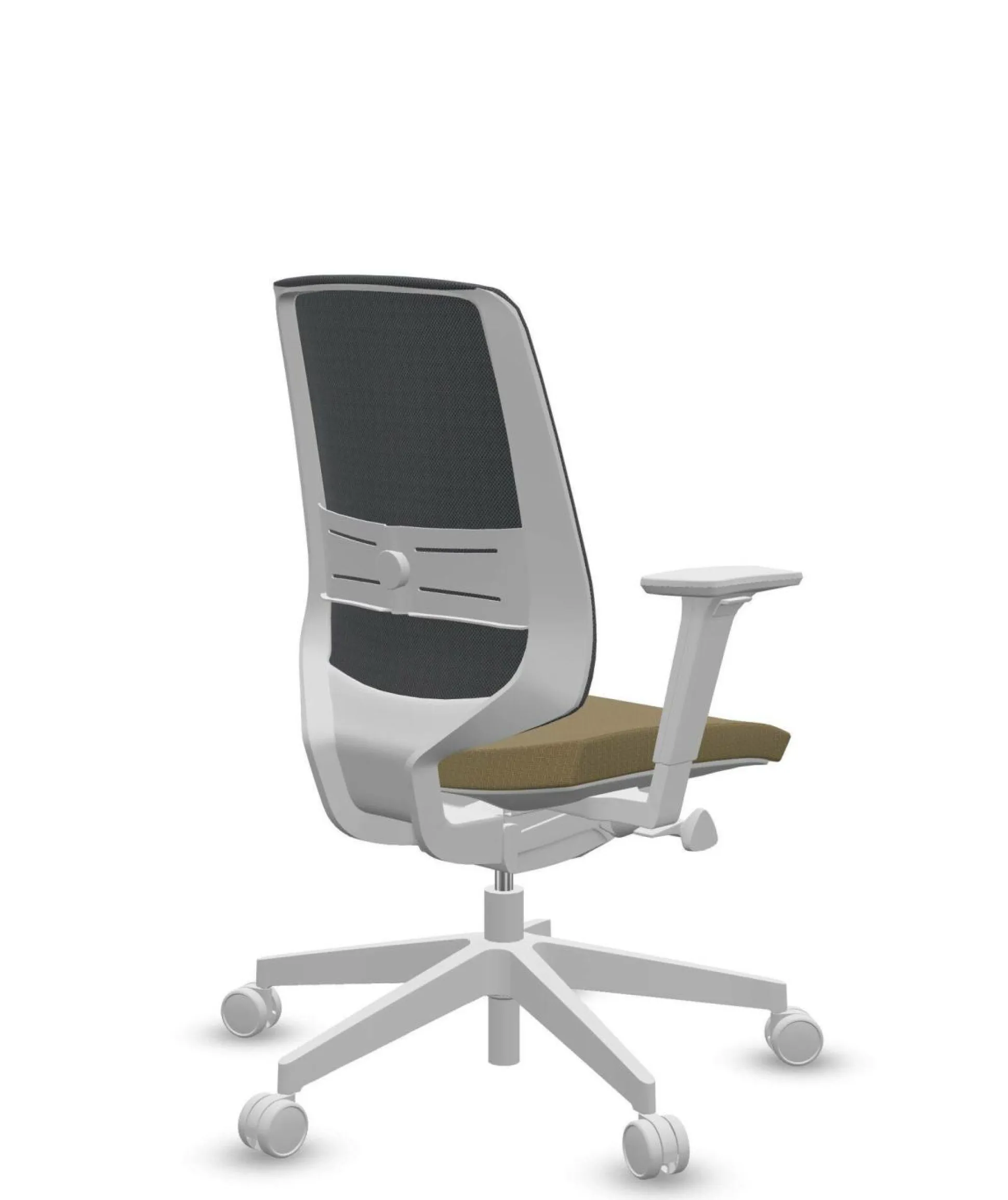 FLOKK Fauteuil de bureau base grise et dossier résille Light Up 250SL - Assise Jaune - Roulettes pour sol dur