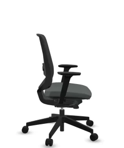 FLOKK Fauteuil de bureau base noire et dossier résille Light Up 250SL - Assise Grise - Roulettes pour sol dur