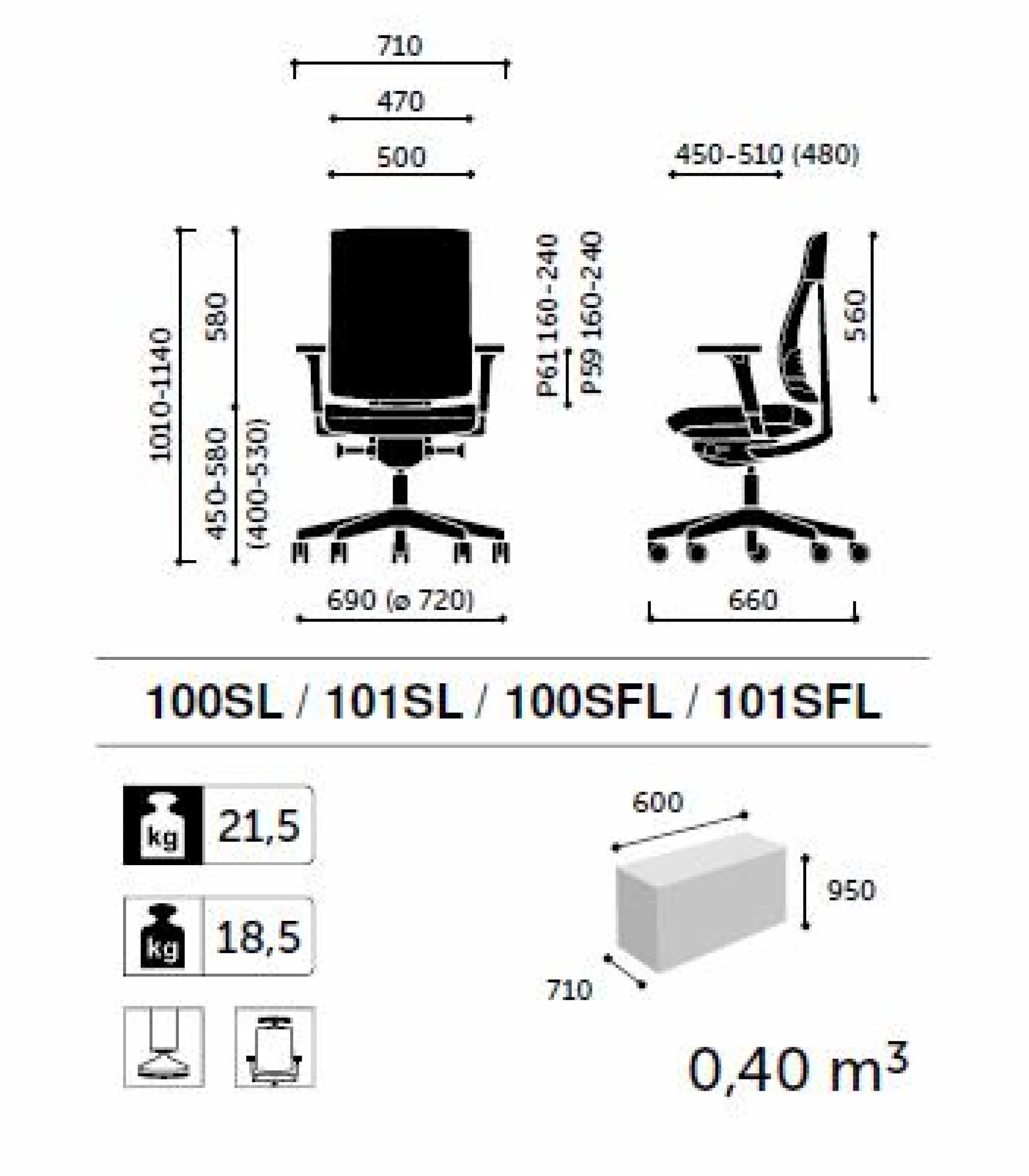 FLOKK Fauteuil de bureau sans têtière Xenon Net 101SFL - Jaune - Roulettes pour sol dur