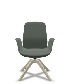 FLOKK Fauteuil de bureau à dossier inclinable pieds bois Ellie Pro 20HW - Bleu Jean