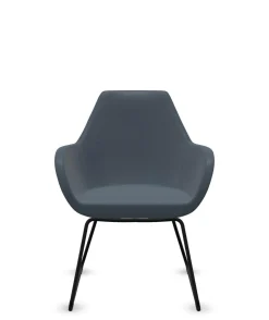 FLOKK Fauteuil entièrement capitonné pieds luge Fan 10V - Bleu Jean