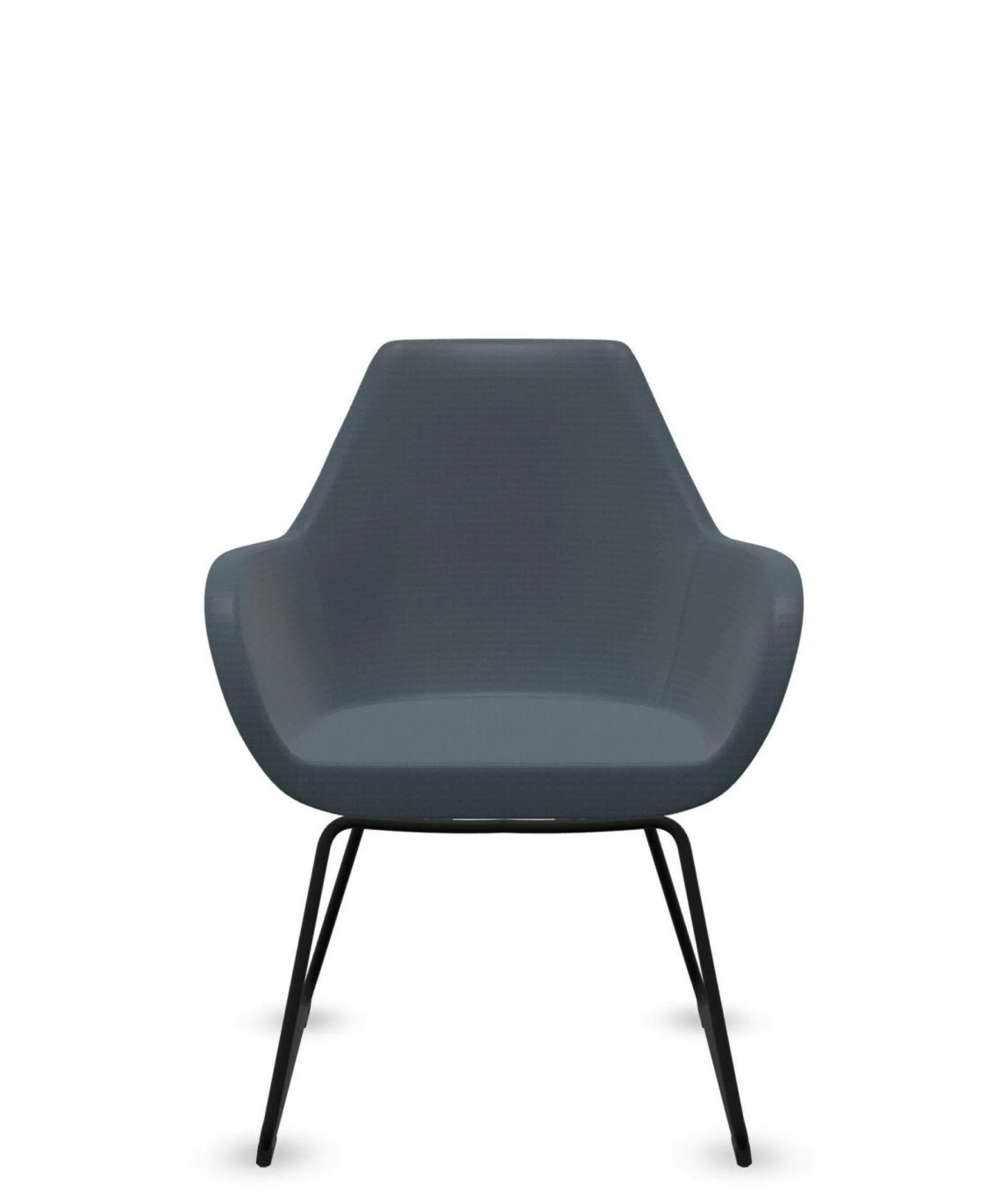 FLOKK Fauteuil entièrement capitonné pieds luge Fan 10V - Bleu Jean