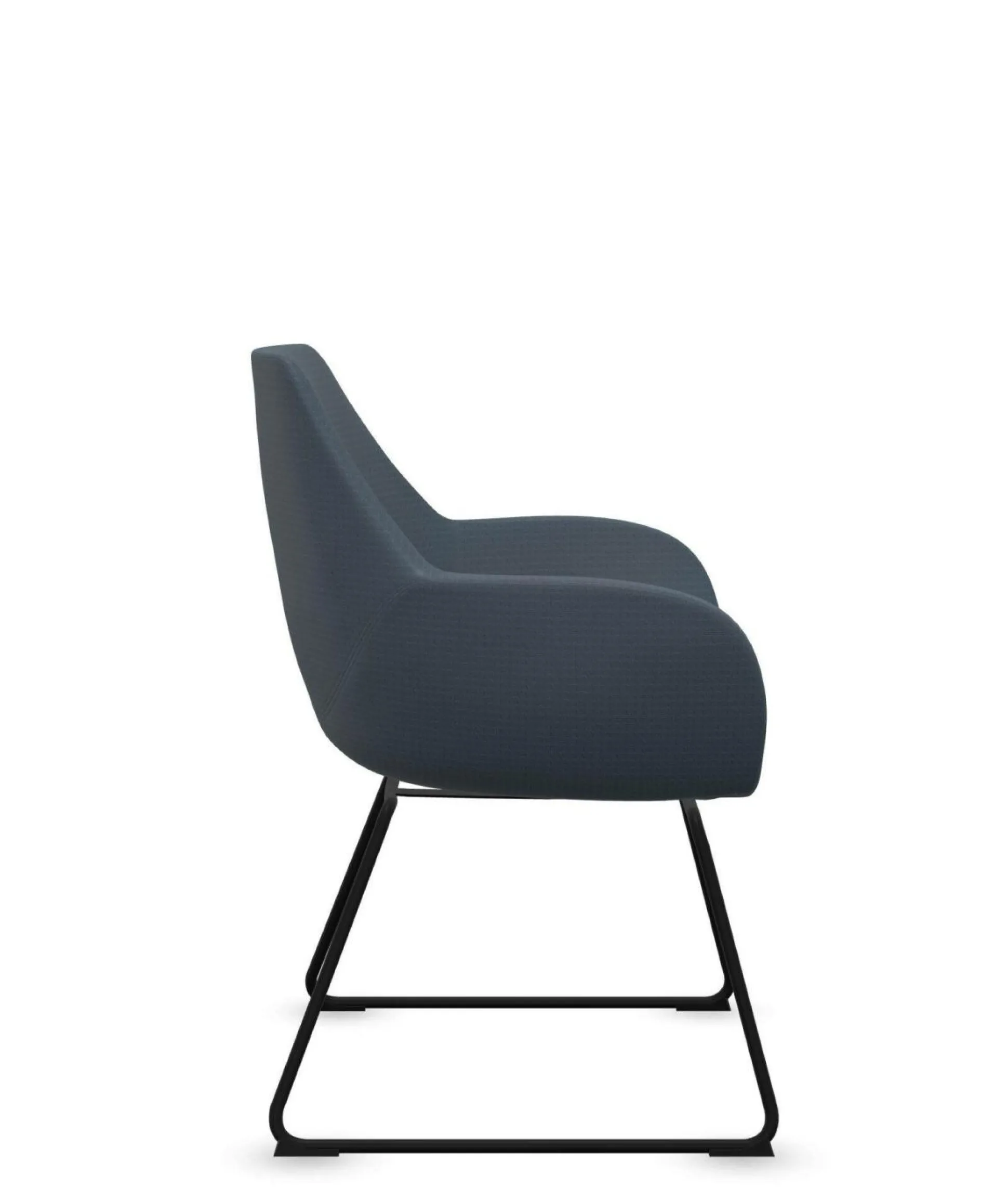 FLOKK Fauteuil entièrement capitonné pieds luge Fan 10V - Bleu Jean