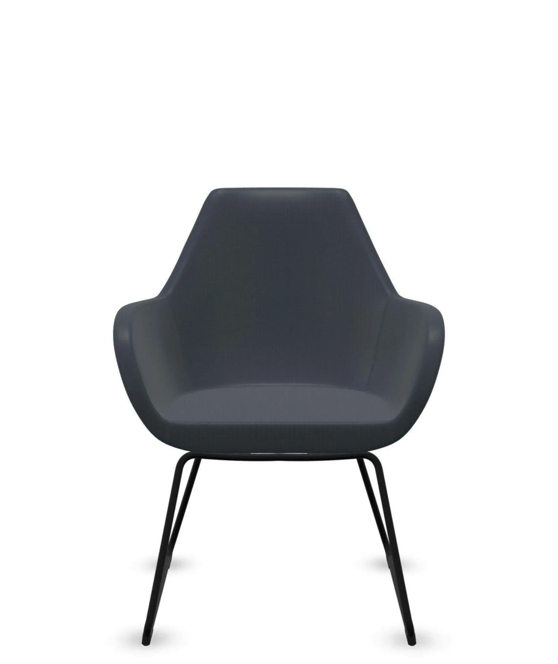 FLOKK Fauteuil entièrement capitonné pieds luge Fan 10V - Bleu Foncé