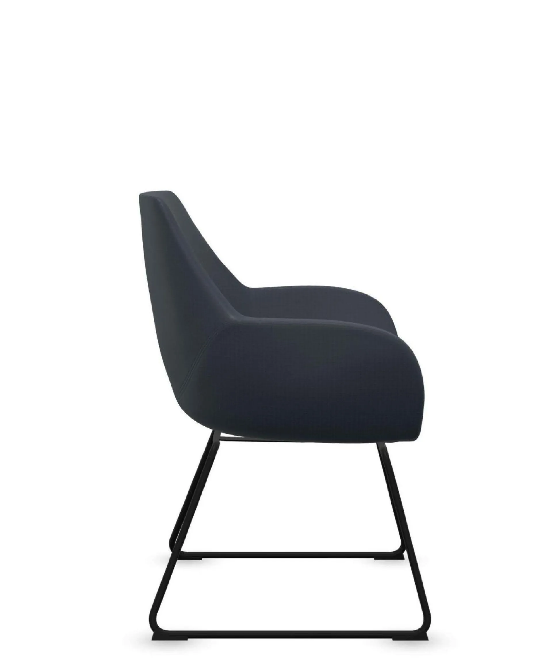 FLOKK Fauteuil entièrement capitonné pieds luge Fan 10V - Bleu Foncé