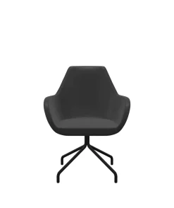FLOKK Fauteuil entièrement capitonné piètement 4 branches métal FAN 10H - Gris Anthracite