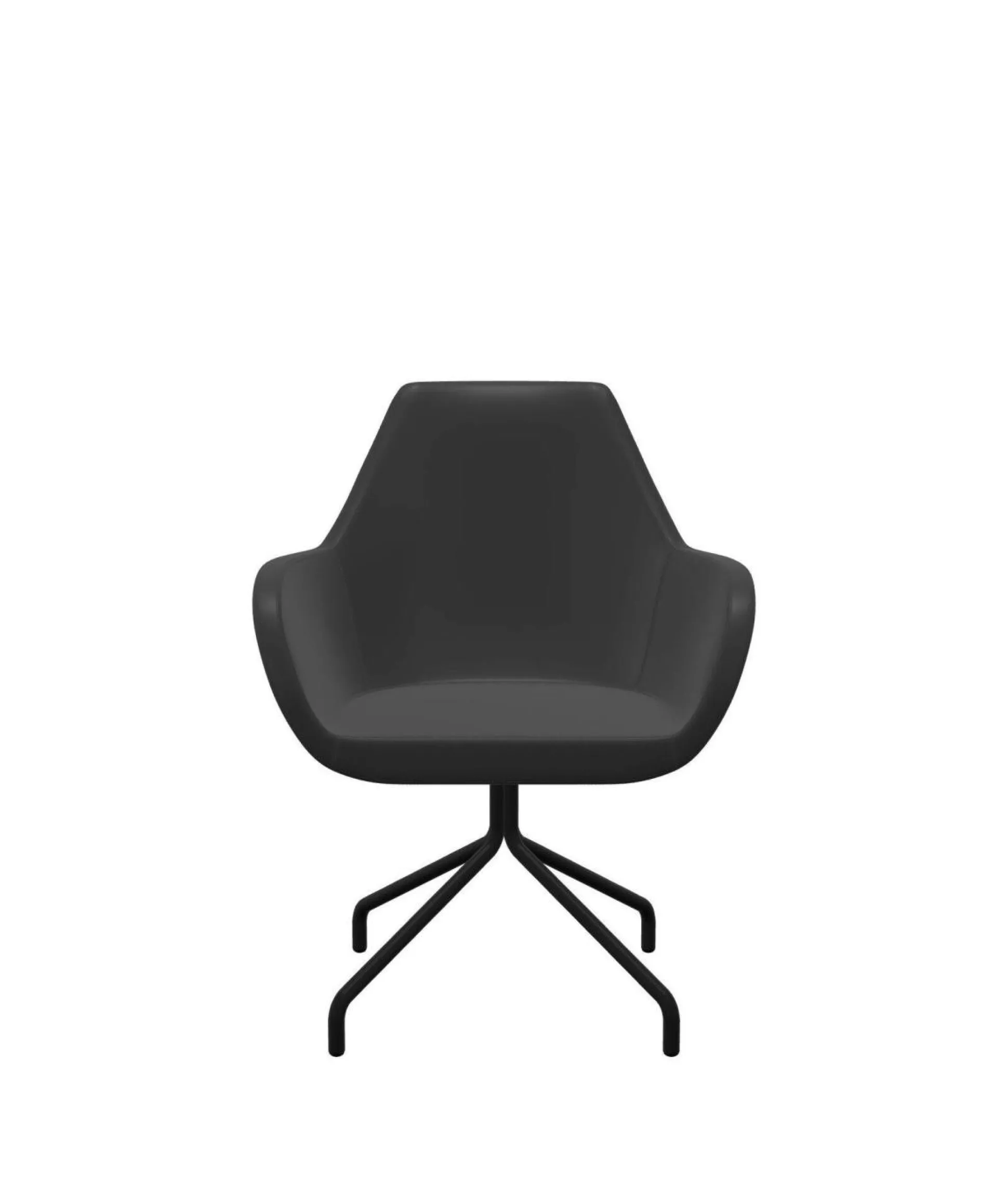 FLOKK Fauteuil entièrement capitonné piètement 4 branches métal FAN 10H - Gris Anthracite