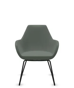 FLOKK Fauteuil entièrement capitonné pieds luge Fan 10V - Vert Sauge