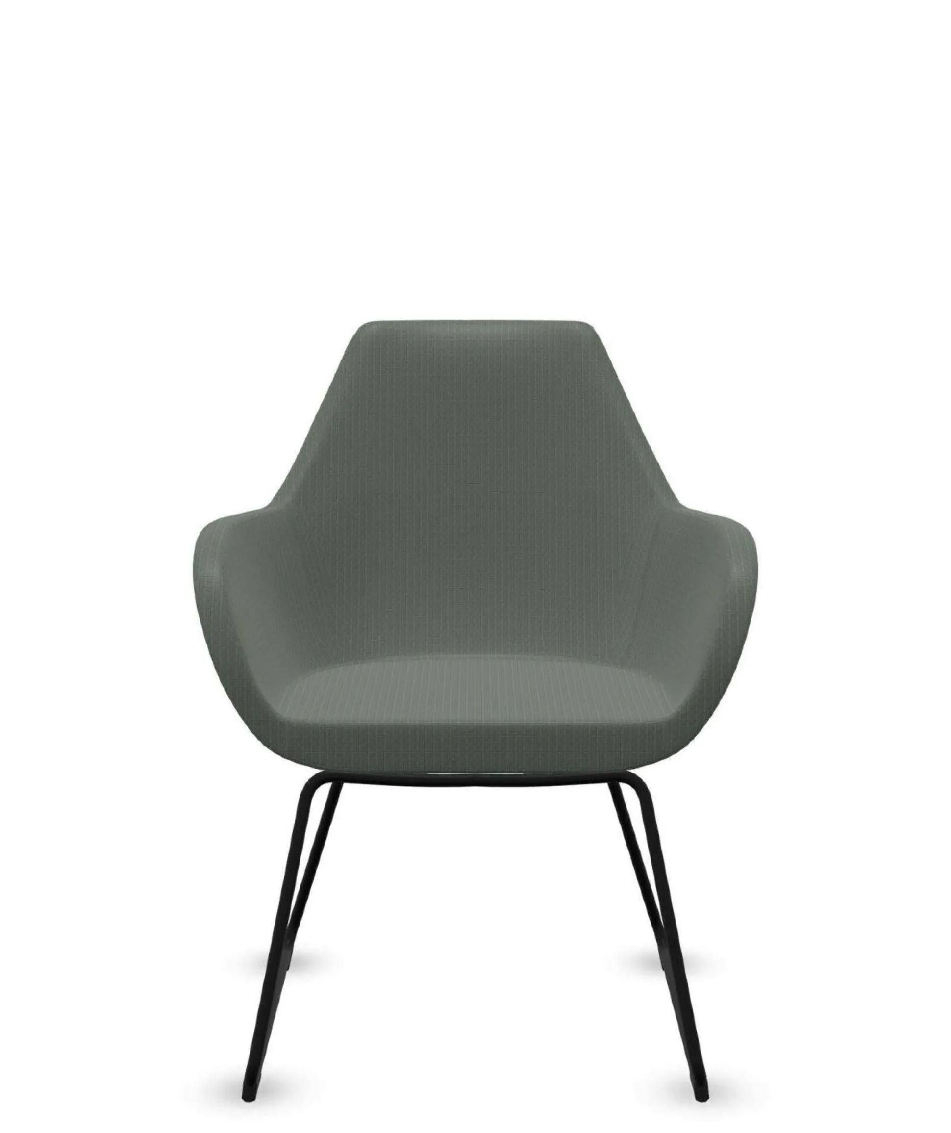 FLOKK Fauteuil entièrement capitonné pieds luge Fan 10V - Vert Sauge