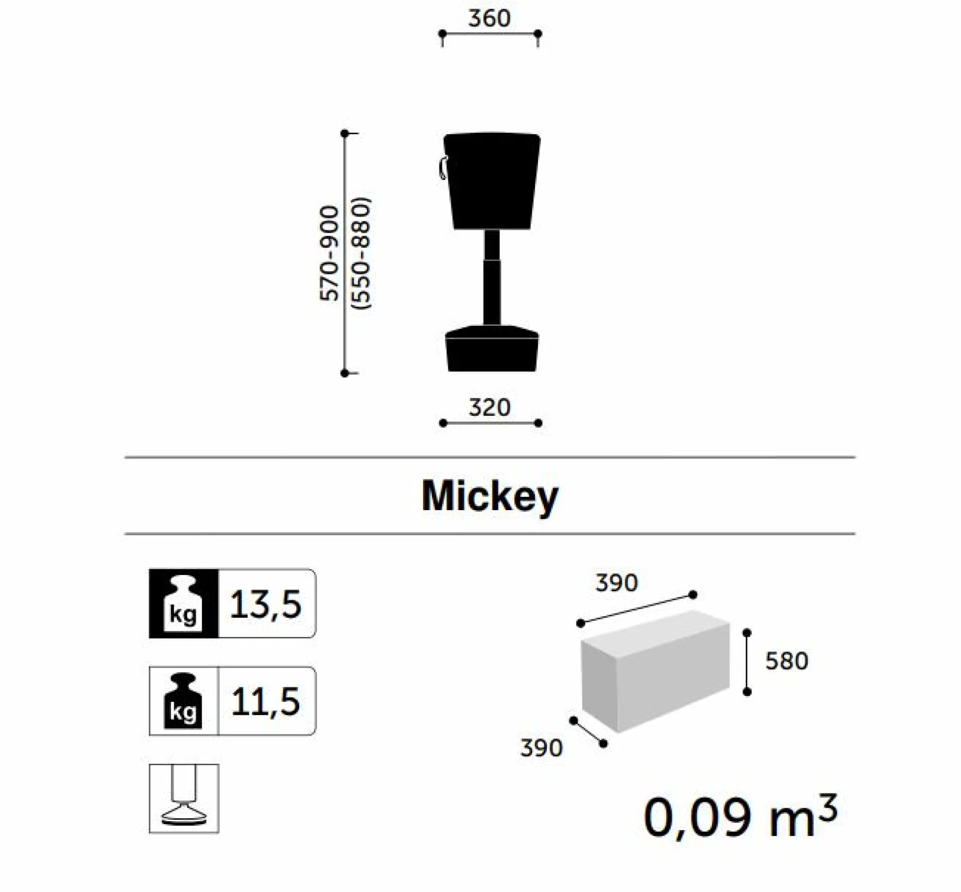 FLOKK Tabouret assis debout base gris clair Mickey - Bleu