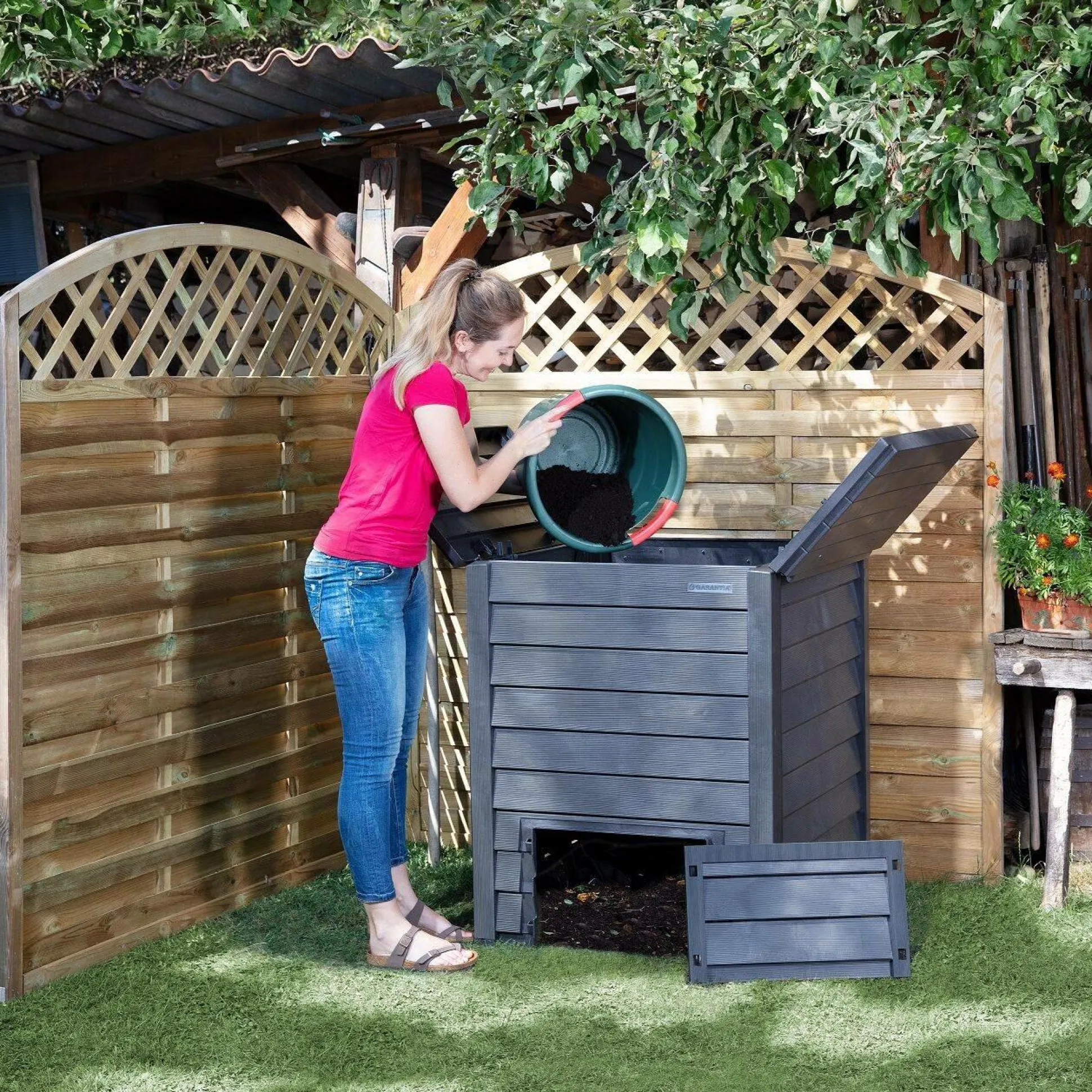 GARANTIA Kit Composteur Imitation Bois 600 L Thermo Wood