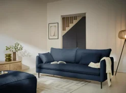 Grand pouf tissu Otis - Bleu Marine